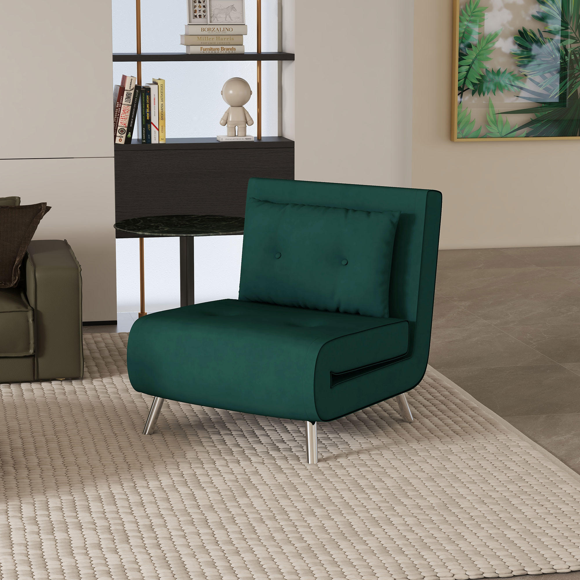 Thumbnail - Homcom Schlafsessel, Dunkelgrün, Textil, 1-Sitzer, Füllung: Schaumstoff, 88x83x77 cm, Wohnzimmer, Sessel, Schlafsessel