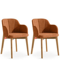 POLSTERSTUHL LONIS Esszimmerstühle 2er Set - Eichefarben/Rot, Holz/Textil (55/82/54cm) - KONSIMO®