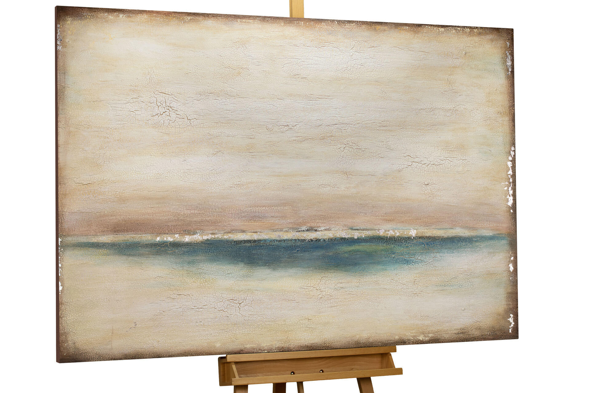 ÖLGEMÄLDE 120/80 cm - Blau/Beige, Holz/Textil (120/80cm) - KUNSTLOFT