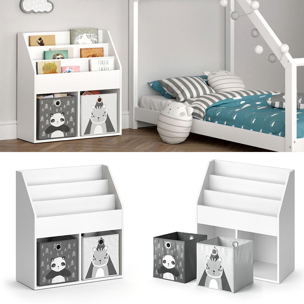 KINDERREGAL Luigi Weiß 72 x 79 cm mit 2 Faltboxen opt.5 - Weiß, Holzwerkstoff (72/79/30.7cm) - Vicco
