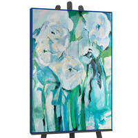 GEMÄLDE Florale Abstraktion Schattenfugenrahmen Blau 140x100 cm - Blau, Holz (140/100cm) - YS-art gallery