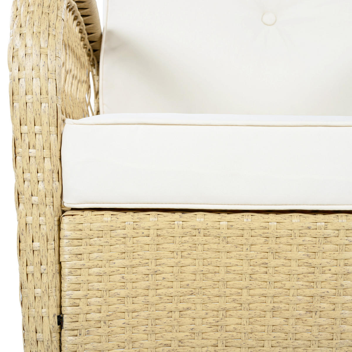 GARTENSETS aus Rattan 3-teilig Beige mit Schaukelstühlen & Glastisch - Beige, Metall - Modfu