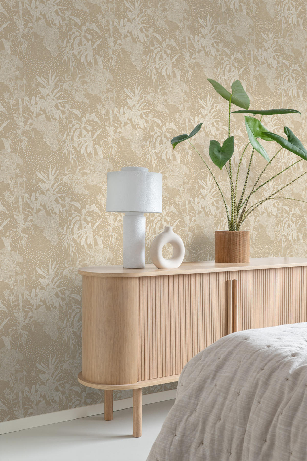 TAPETE tropische Blätter 50 x 900 cm - Beige, Papier (50/900cm) - ESTAhome