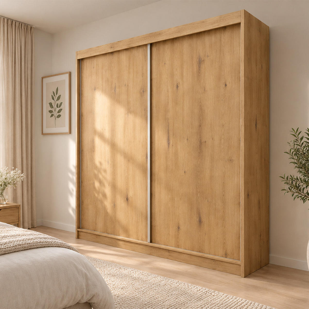 KLEIDERSCHRANK Steria 200 cm Artisan Griffe silber - Eiche Artisan, Holzwerkstoff (200/216/61cm) - KS Home Concept
