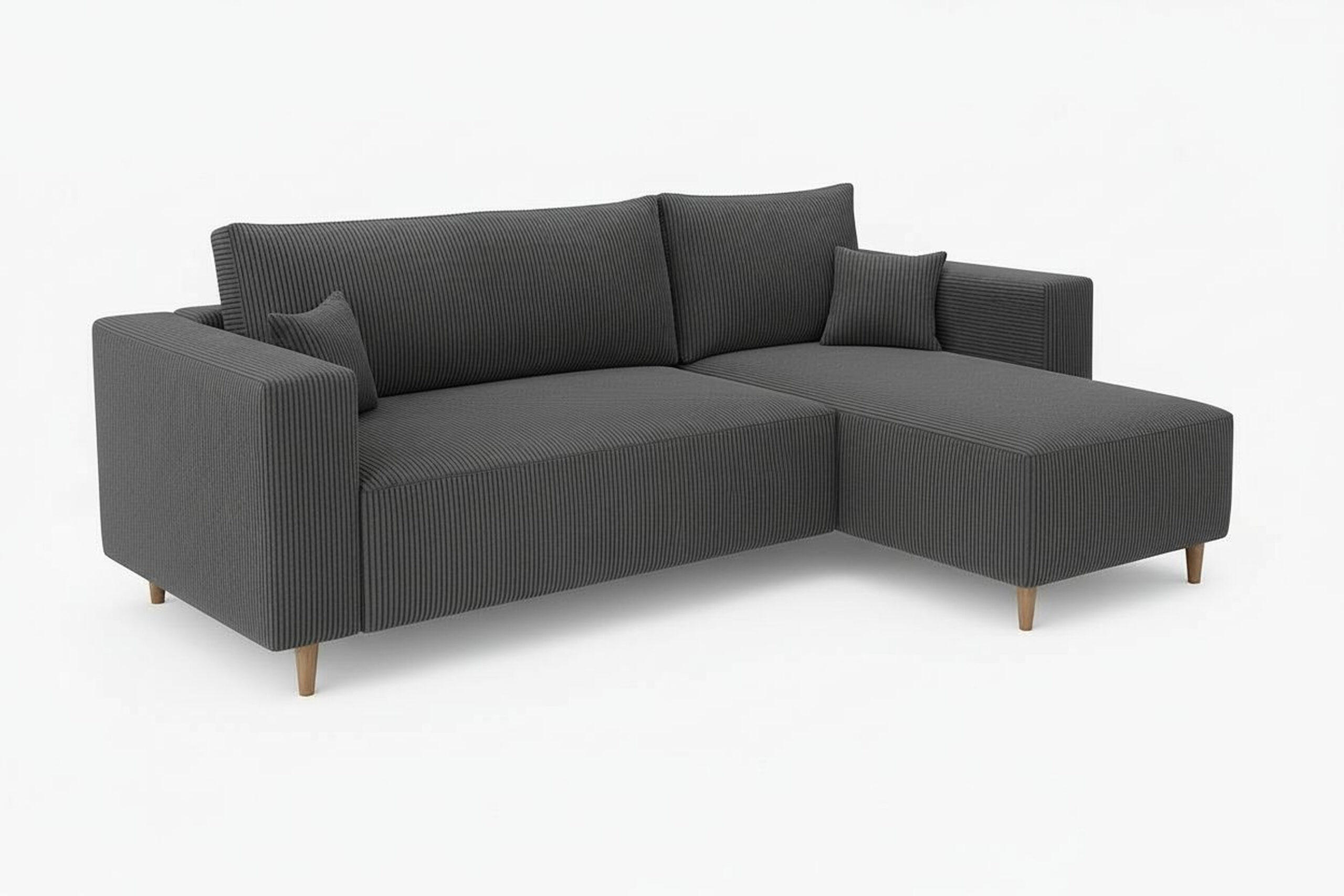ECKSOFA RIO mit Schlaffunktion und Bettkasten, Farbe: Dunkelgrau, Cordstoff, Ottomane Universal - Dunkelgrau, Textil (249/142cm) - Marpur