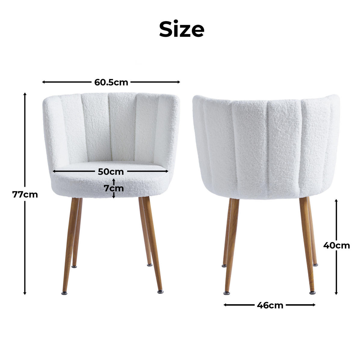 ESSZIMMERSTUHL ergonomische Sitzschale Teddy White 2er-Set - Weiß, Holz (54/77/60cm) - Meubliv