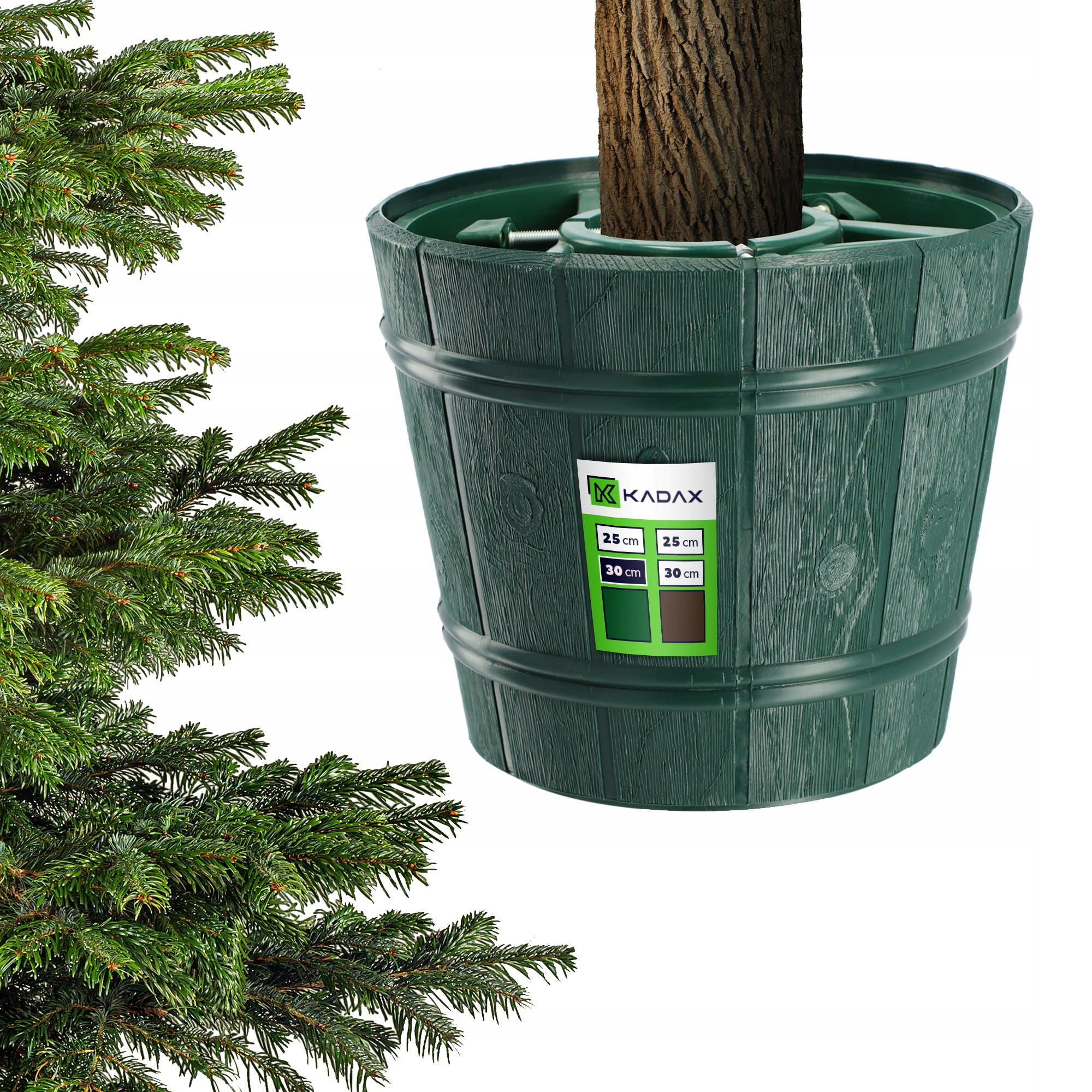 KADAX Großer Weihnachtsbaumständer für einen echten Weihnachtsbaum, Blumentopfbaum, 2,8 m - Grün, Kunststoff (29.5cm) - KADAX