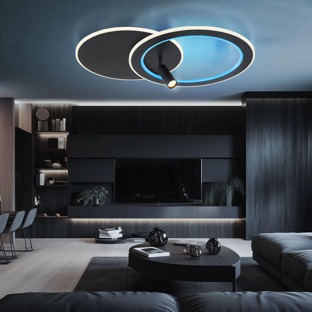 LED DECKENLEUCHTE Marian Schwarz Metall - Schwarz, Metall (69.5/49.2/13.5cm) - Globo Lighting
