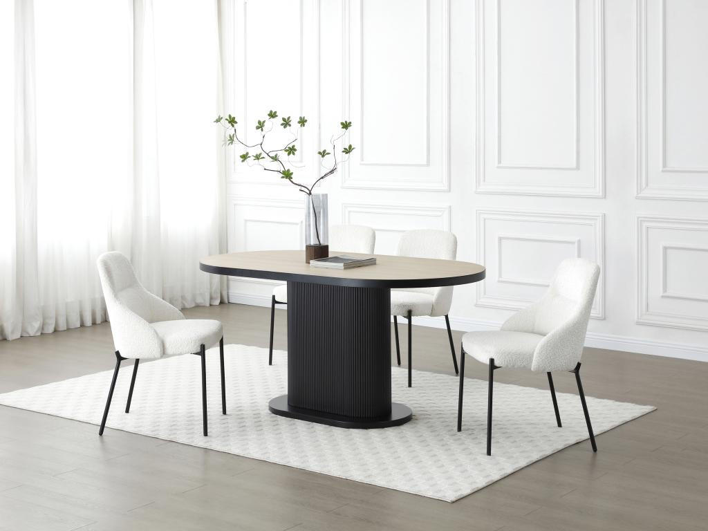 ESSTISCH - 6 Personen - MDF - Holzfarben & Schwarz - CALIENO - Schwarz, Holz (160/90/76cm) - Vente-Unique