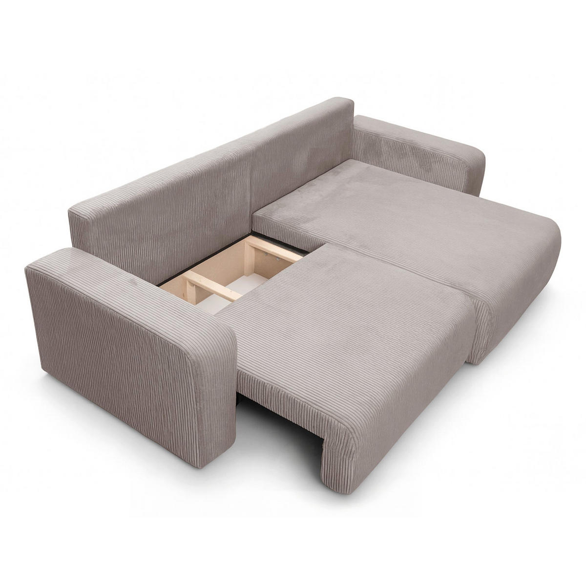 ECKSOFA mit Schlaffunktion Nellio L-Form universal mit Bettkasten Beige Cord - Beige/Schwarz, Kunststoff/Textil (245/145cm) - Homebook