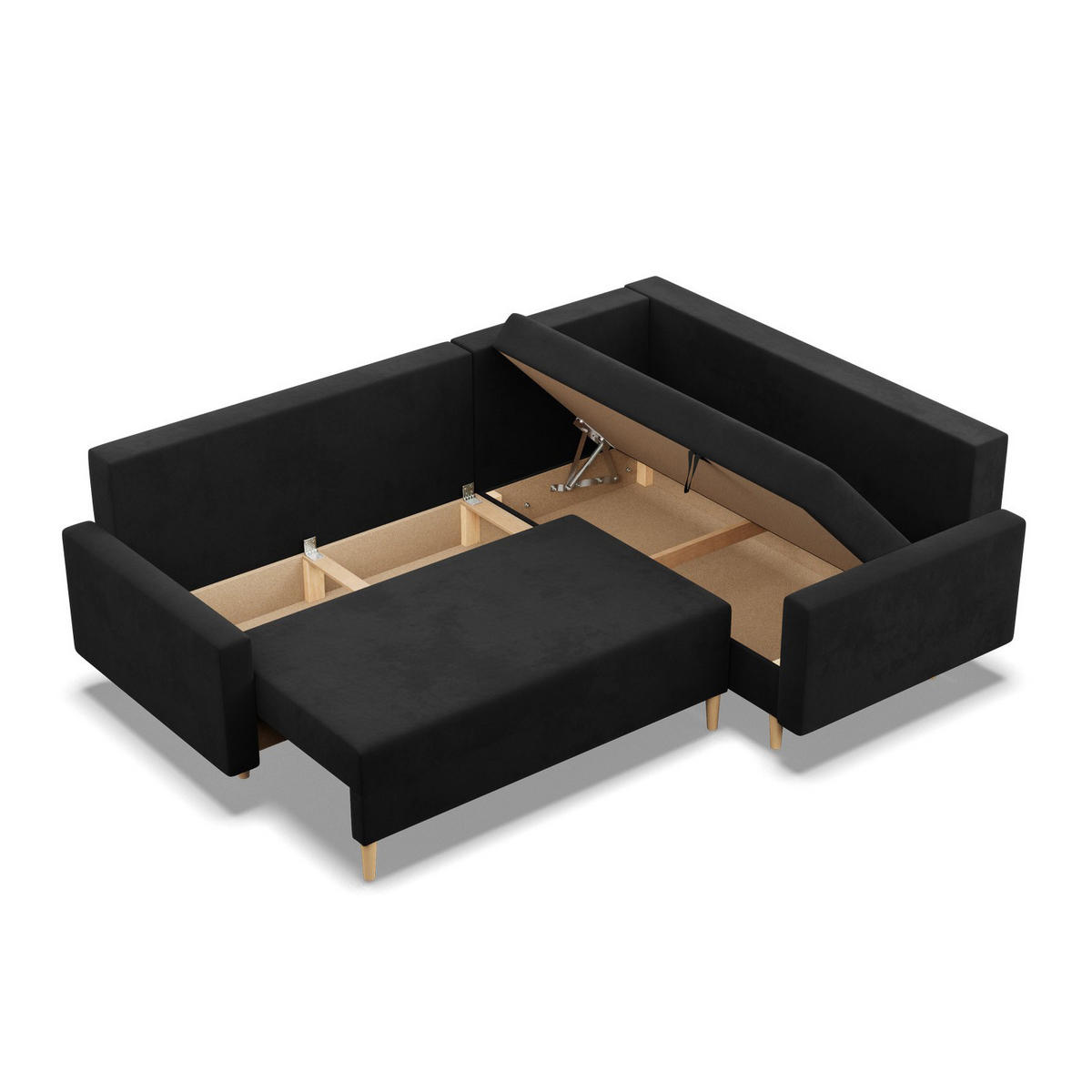 ECKSOFA LINKS MIT SCHLAFFUNKTION BLANK, Schwarz - Schwarz, Textil (223/175cm) - Mebligo