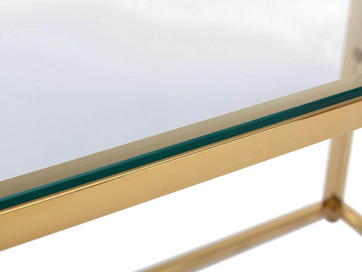 SCHREIBTISCH - Glas & Stahl - Goldfarben & Transparent - CLOTILDE - Goldfarben, Glas (120/60/75.6cm) - Pascal Morabito