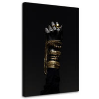 LEINWANDBILD Hand mit Goldschmuck 70x100cm - Schwarz, Textil (70/100cm) - Feeby