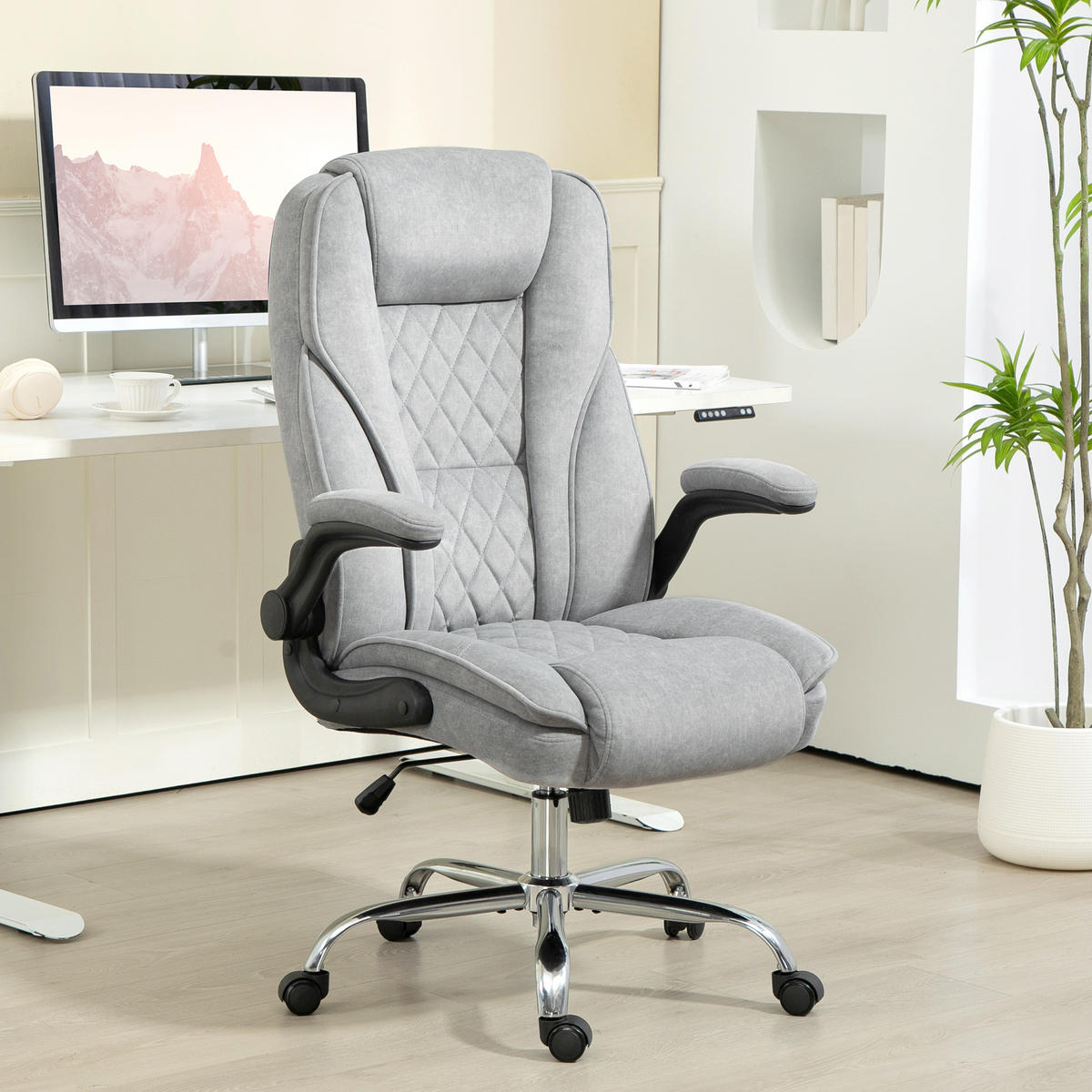 CHEFSESSEL DE-11780 70x70x114-122 cm Grau - Grau, Textil (70/122/70cm) - ComfortXL