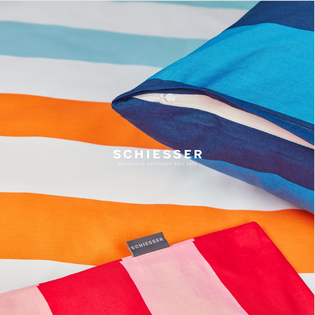 BETTWÄSCHESET Happy Stripe - Renforcé - 2-teilig - 135 x 200 cm - Türkis - Türkis, Textil (135/200cm) - SCHIESSER