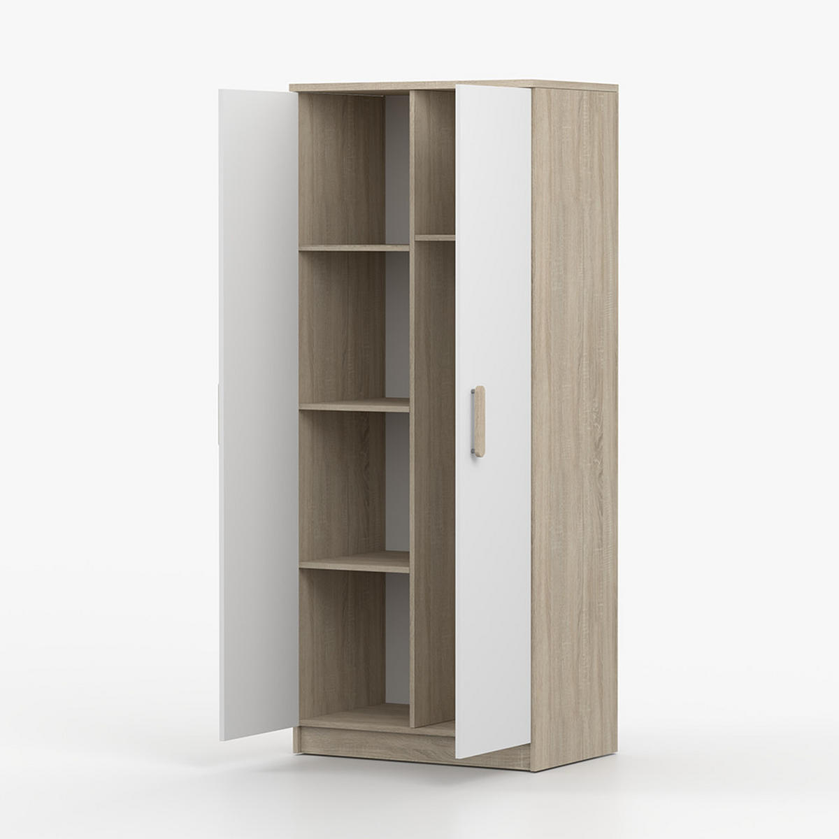 DREHTÜRENSCHRANK 80/192/50 cm 2-türig Jonas III 06 Sonoma Eiche/Weiß + sonomaeichefarbene Griffe - Weiß/Sonoma Eiche, Holz/Holzwerkstoff (80/192/50cm) - imoebel24