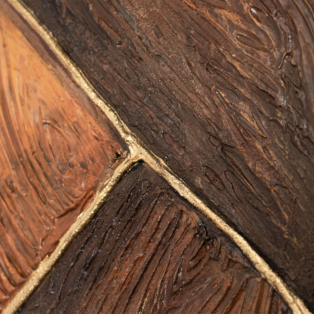 GEMÄLDE Geometrie des Goldes Schattenfugenrahmen Eichefarben 120x80 cm - Eichefarben, Holz (120/80cm) - YS-art gallery