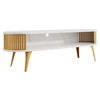TV-LOWBOARD Roenni Oval Gold - Goldfarben/Weiß, Holzwerkstoff/Metall (140/44/40cm) - MIRJAN24