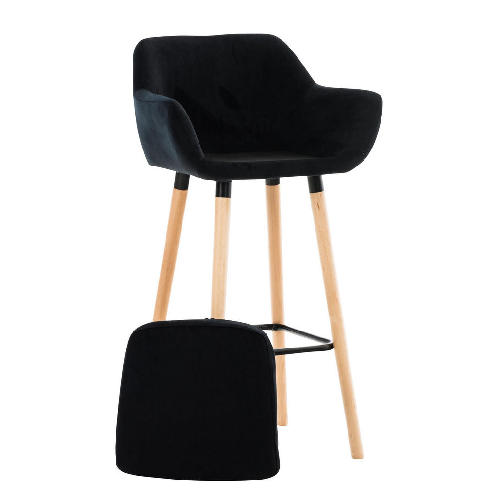 Thumbnail - TPFLiving Barhocker, Schwarz, Textil, Gittergestell, 55x99x46 cm, Esszimmer, Barmöbel, Barhocker