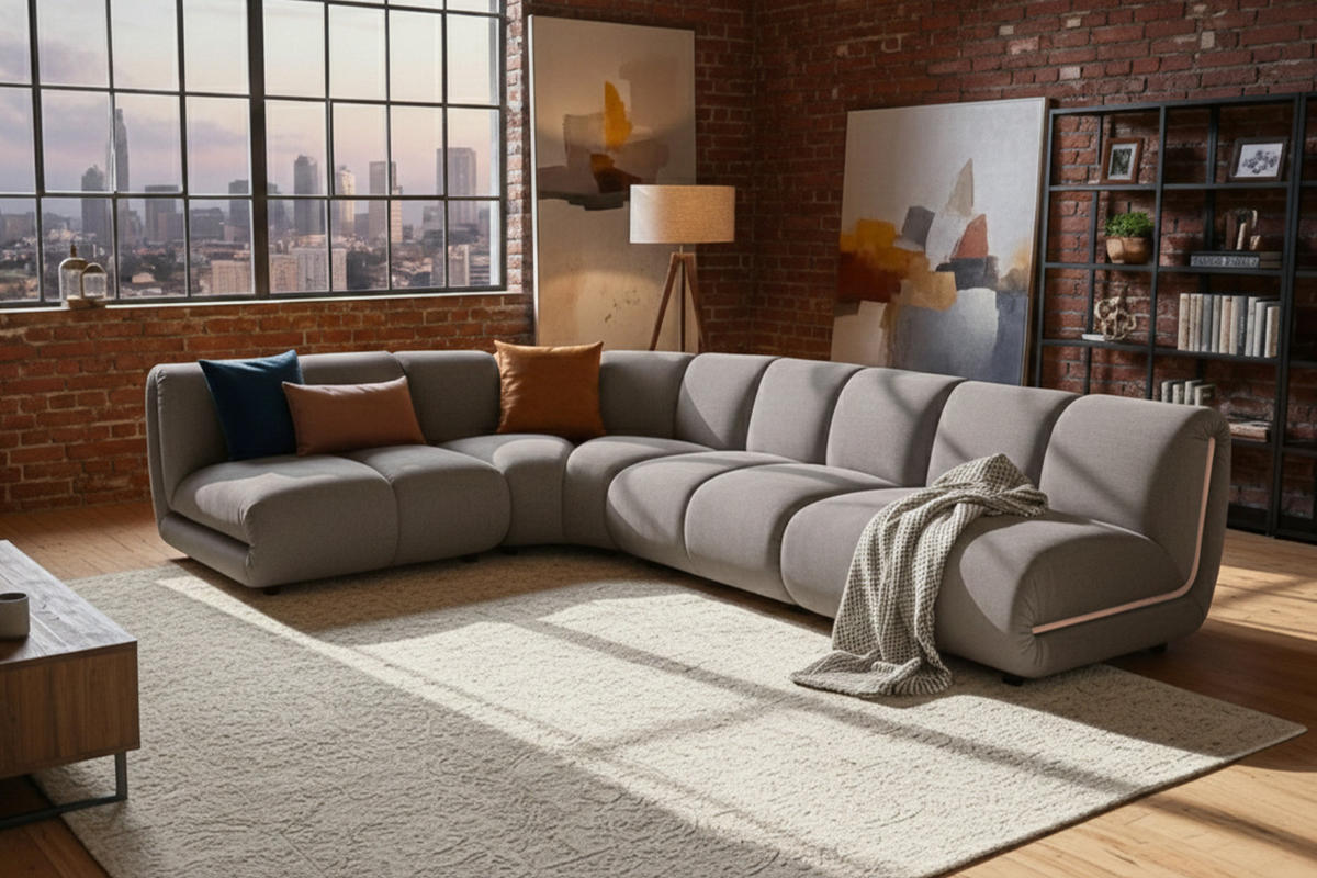 MODULSOFA LAYLA Taupe Velvet - Taupe/Schwarz, Buchenholz/Textil (305/213cm) - KAWOLA