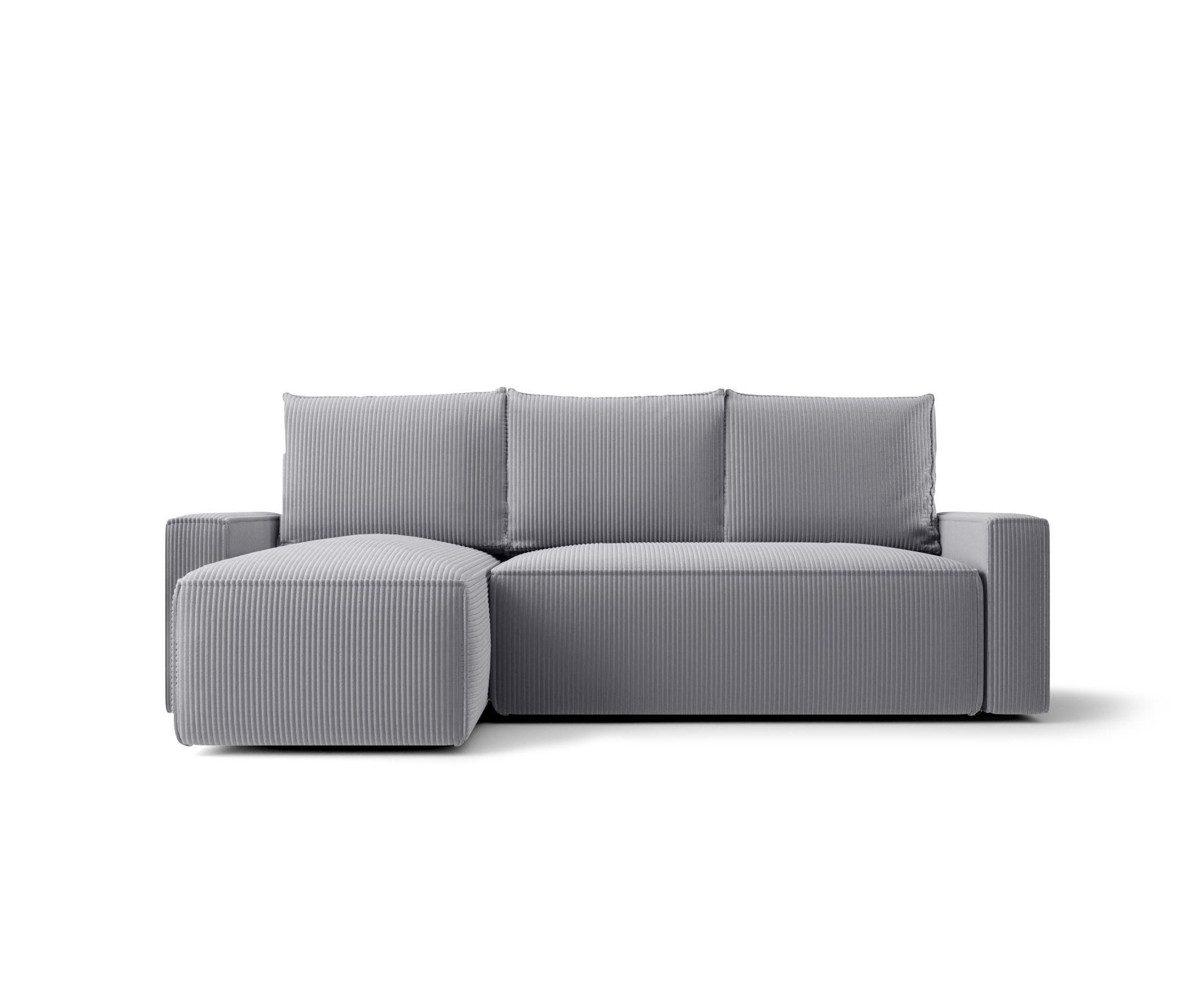 ECKSOFA mit Schlaffunktion SAVIO Poso 55 Links - Grau, Textil (232/140cm) - Bedante