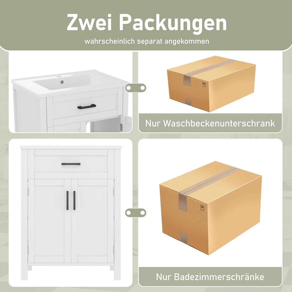WASCHTISCHKOMBI 60/46/84.5 cm Weiß mit 1 geräuschlose Schubladen, ohne Wasserhahn - Schwarz/Weiß, Holz/Holzwerkstoff (46/84/60cm) - Oxeza