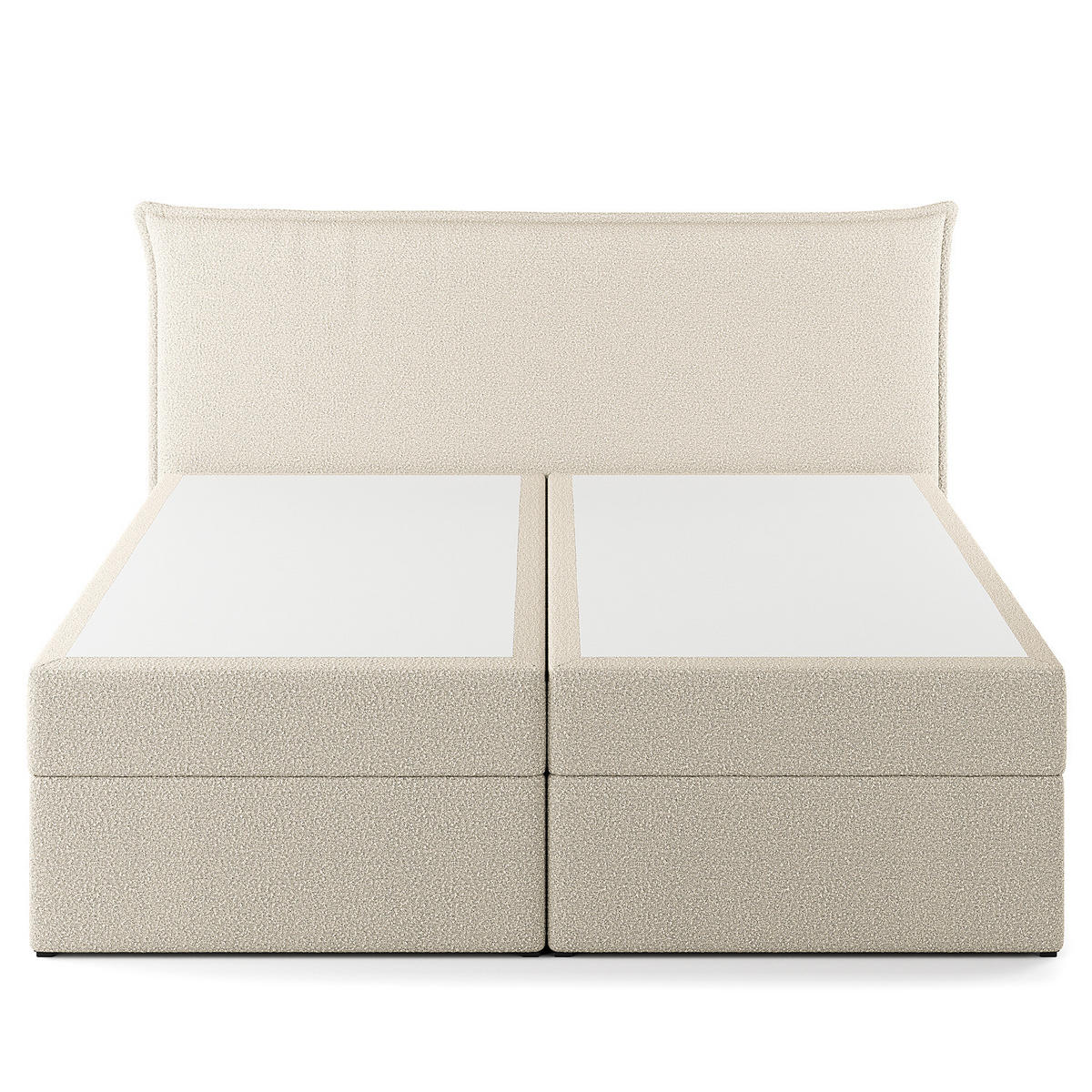 BOXBETT mit Stauraum - Bouclé - Creme, Holzwerkstoff/Textil (200/200cm) - home24