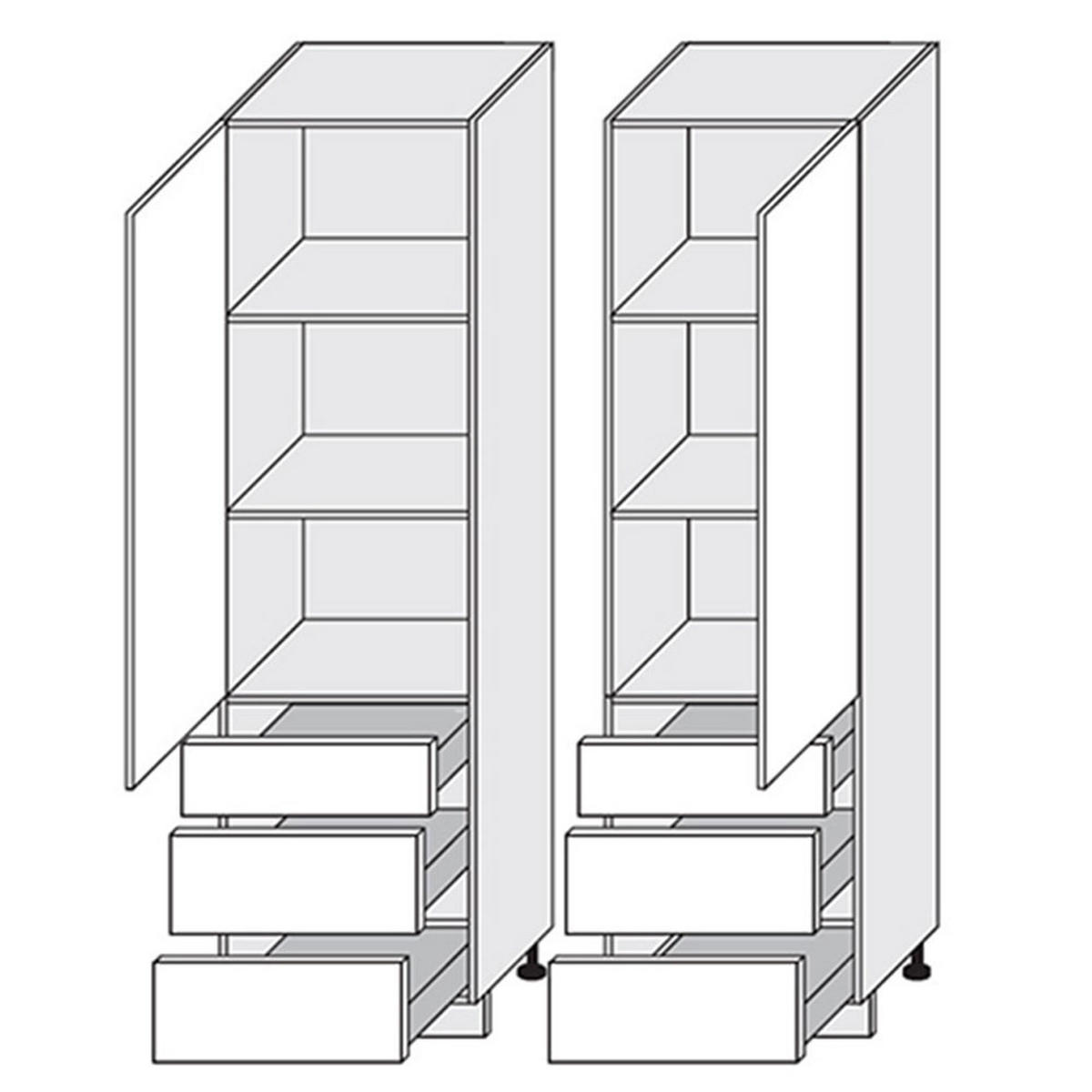 VORRATSSCHRANK Velden lava / schwarz super matt 60 / 59 / 207cm - Schwarz/Grau, Holzwerkstoff (60/207/59cm) - Feldmann-Wohnen