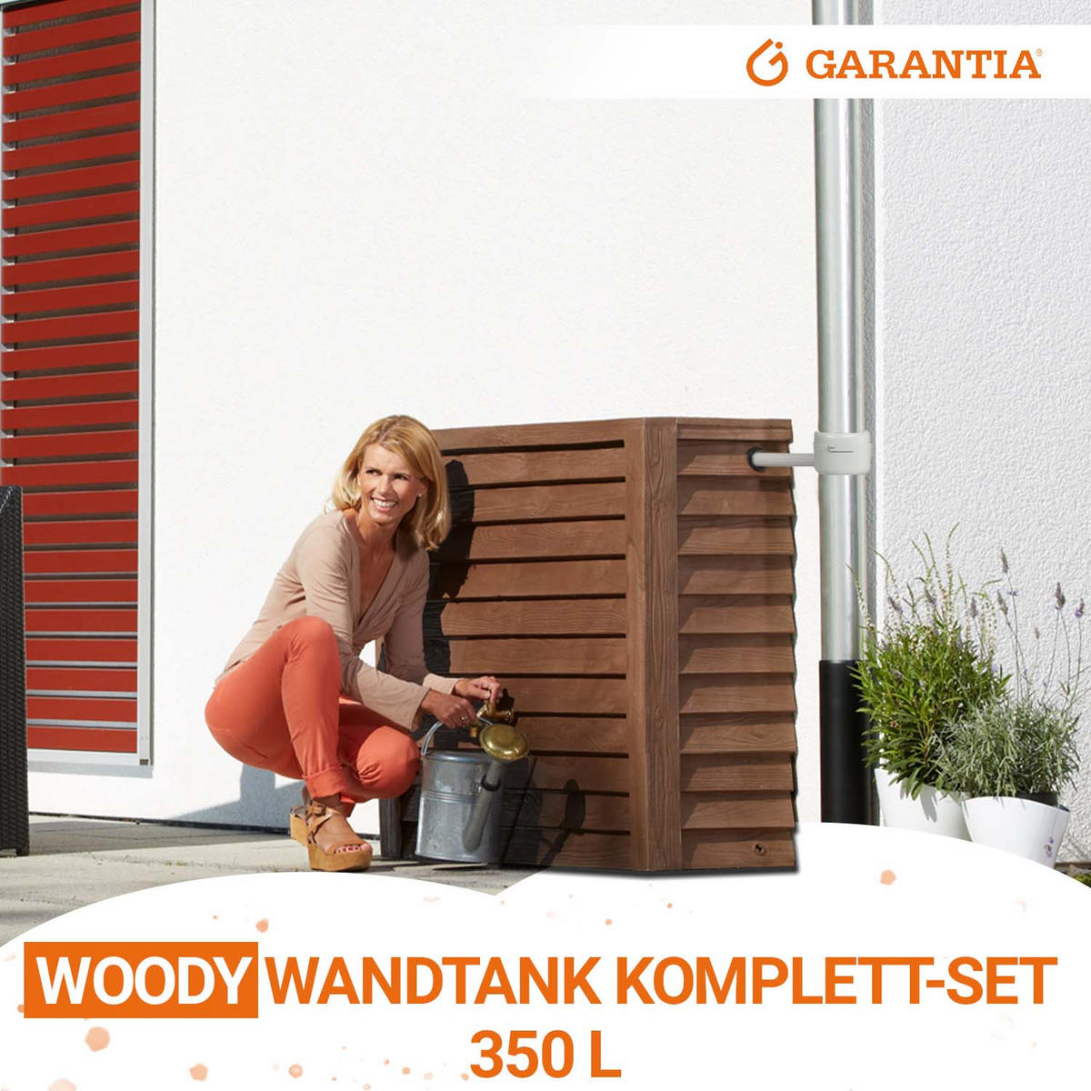 Y Wandtank Komplett-Set 350 L dark inkl. Messing-Auslaufhahn und Fallrohranschluss - Dunkelbraun, Kunststoff (40/100/124cm) - GARANTIA