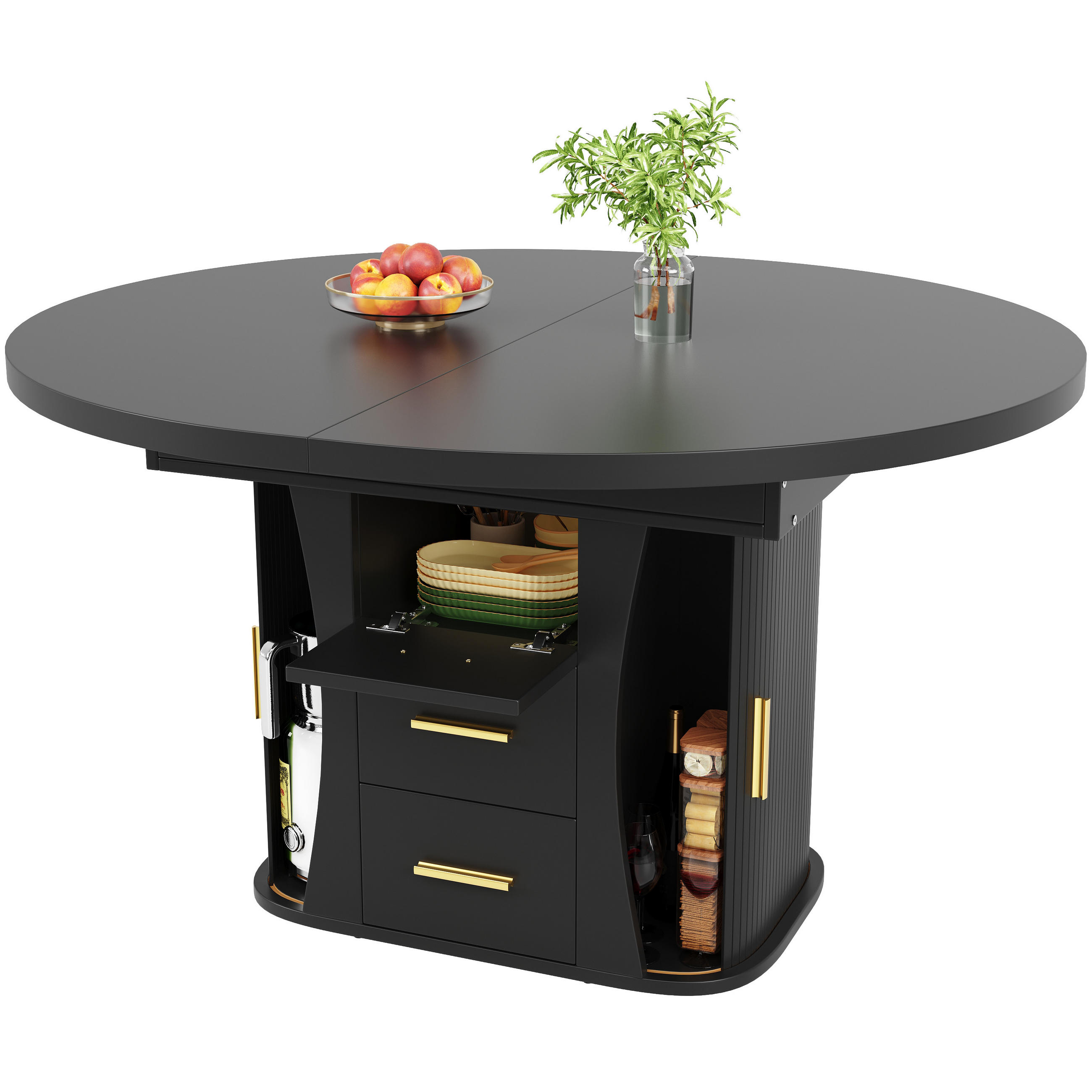 ESSTISCH ausziehbar 118-158/118/77 cm DE-39612 Schwarz - Schwarz, Holzwerkstoff (118/118/77cm) - ComfortXL