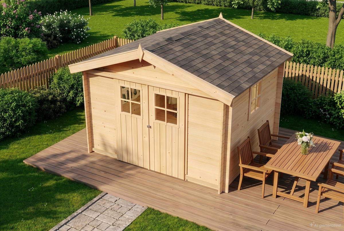 GERÄTEHAUS Holz Evere - Naturfarben, Holz (335/226/265cm) - Alpholz