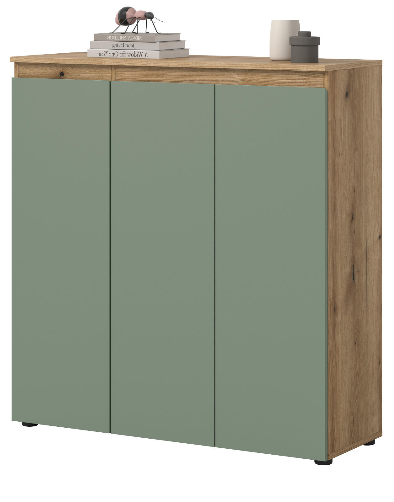 KOMMODE grün, Evoke Eiche 105 x 11 cm, Anrichte mit 10 Fächern - Eichefarben/Schwarz, Holzwerkstoff/Kunststoff (105/111/37cm) - Inn.Furn