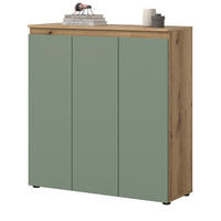 KOMMODE grün, Evoke Eiche 105 x 11 cm, Anrichte mit 10 Fächern - Eichefarben/Schwarz, Holzwerkstoff/Kunststoff (105/111/37cm) - Inn.Furn