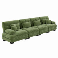 SOFA modular 4-Sitzer Chenille Green - Grün, Kunststoff (77/81/406cm) - Meubliv