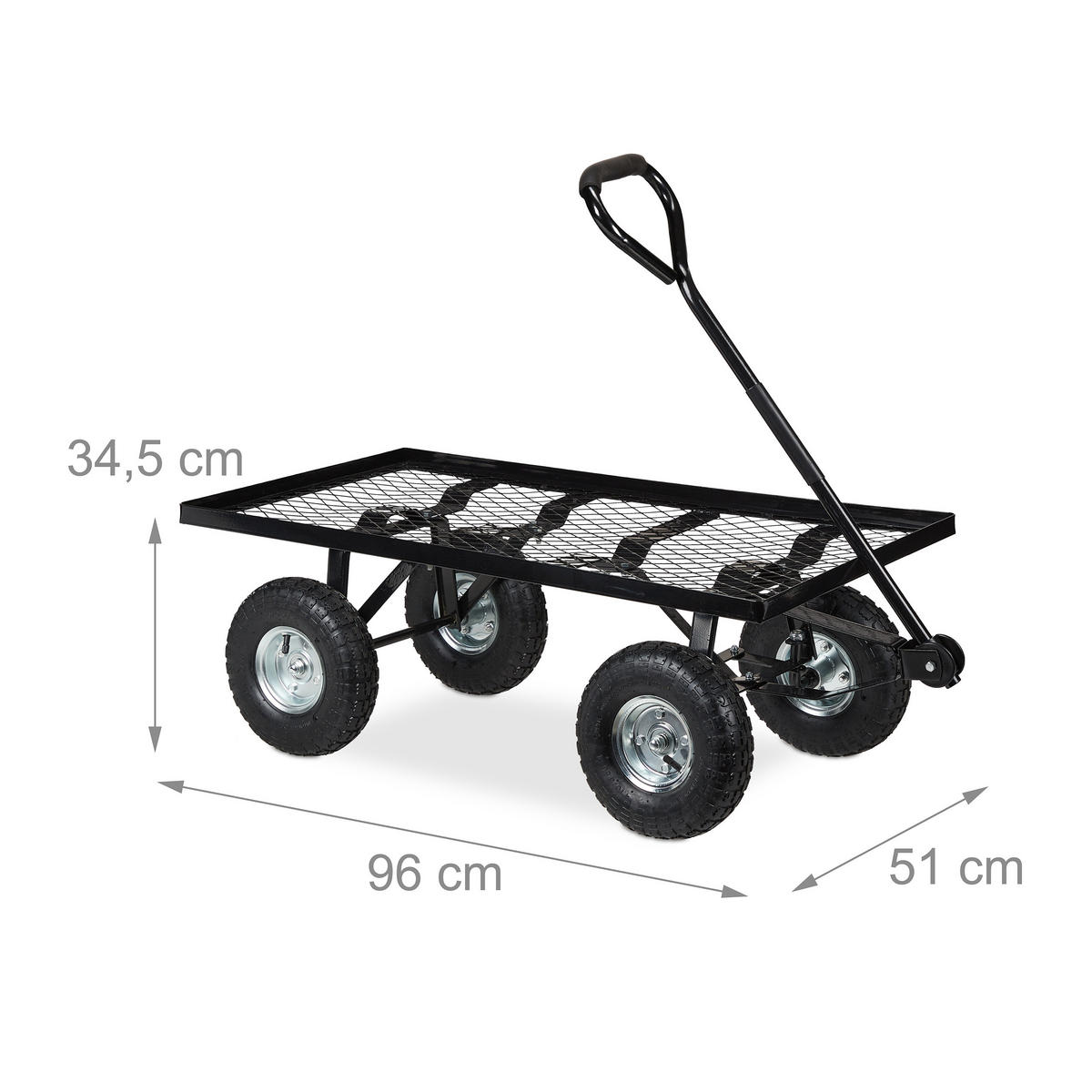 HANDWAGEN - Schwarz, Kunststoff/Metall (51/34.5/96cm) - Relaxdays