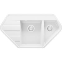 ECKSPÜLE Kopenhagen Corner, 2-er set Alles Weiß 90/50 cm 1,5 Becken + Ablauf-Set ab 70er Unterschrank - Weiß, Kunststoff (90/18/50cm) - Primagran