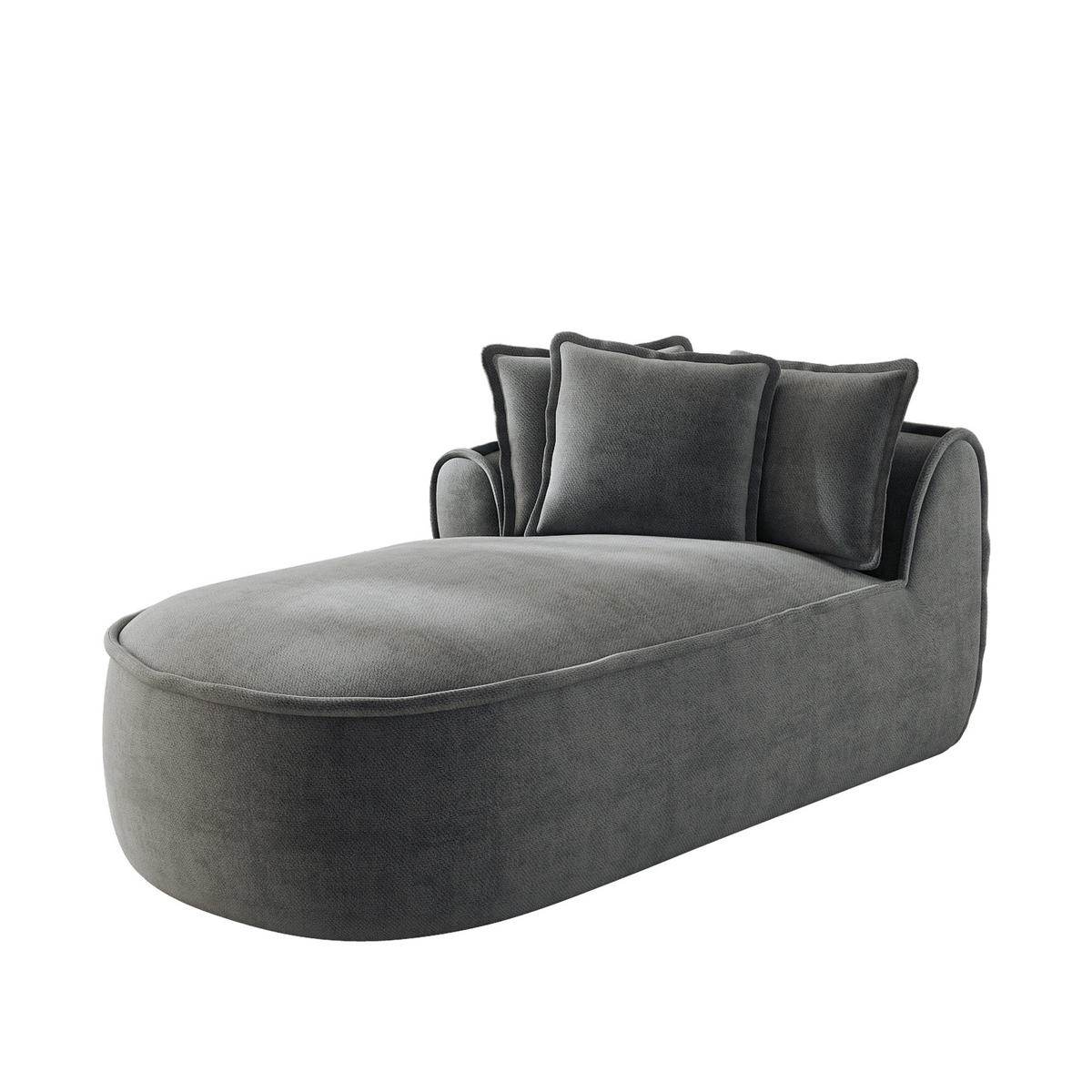 RÉCAMIERE linke Chaiselongue mit Kissen, DE-42643, Grau - Grau, Textil (164/67/92cm) - ComfortXL