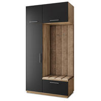 GARDEROBENSCHRANK REMA 120/240/60 cm Modern Garderobe-Set Eiche Wotan - Beige/Eiche Wotan, Holzwerkstoff (120/240/60cm) - MASSENO
