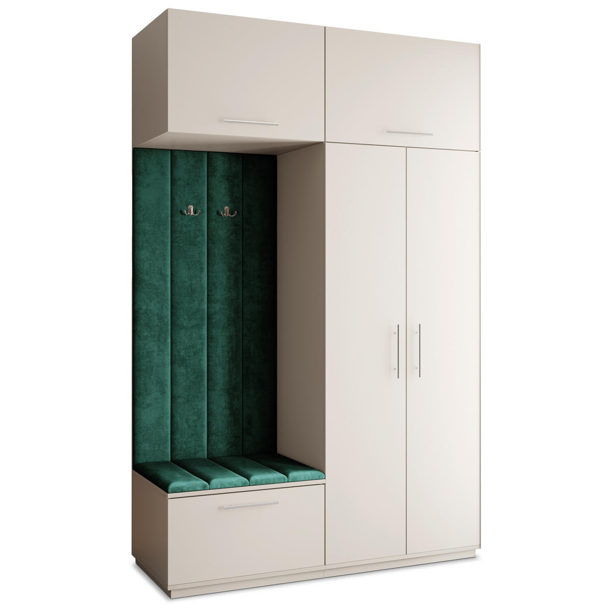 GARDEROBENSCHRANK REMA 150/240/60 cm Modern Garderobe-Set Kaschmir - Kaschmir/Grün, Holzwerkstoff (150/240/60cm) - MASSENO
