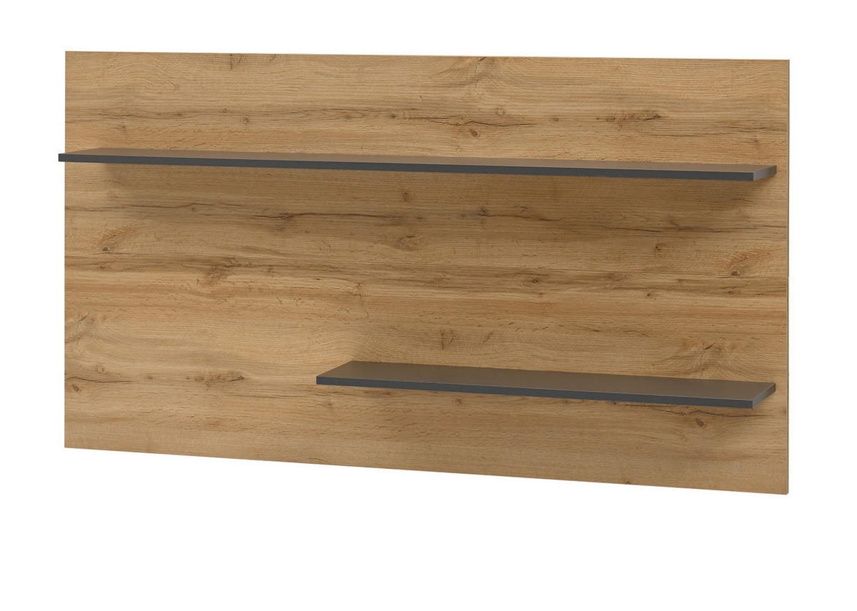WANDPANEEL grau matt und Eiche Wotan 155 x 80 cm, Wandregal hängend - Eiche Wotan/Grau, Holzwerkstoff/Metall (155/80/20cm) - Furn.Design