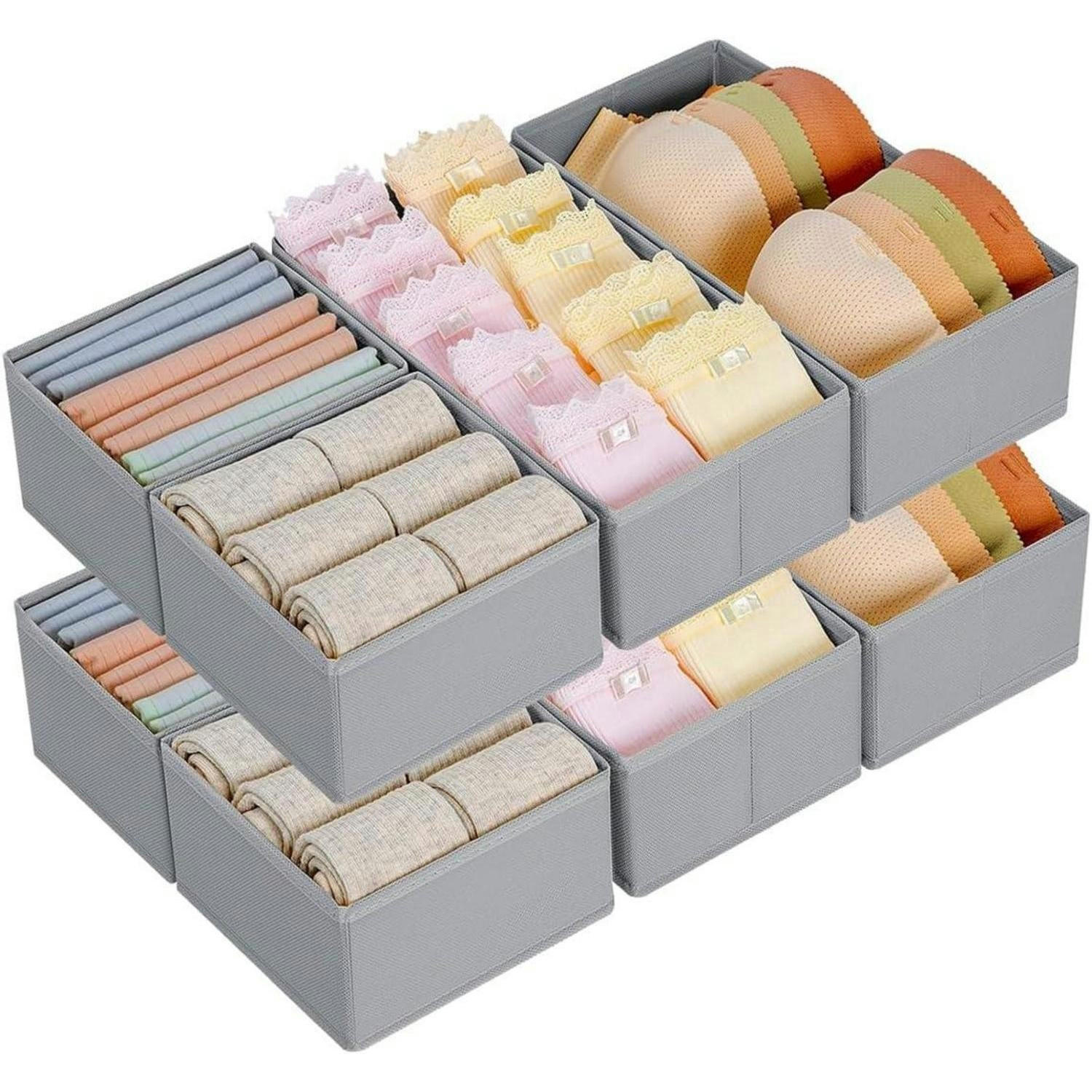 SCHUBLADEN Organizer 8-teiliges Set, faltbar aus Stoff, grau - Grau, Textil (15/9/30cm)