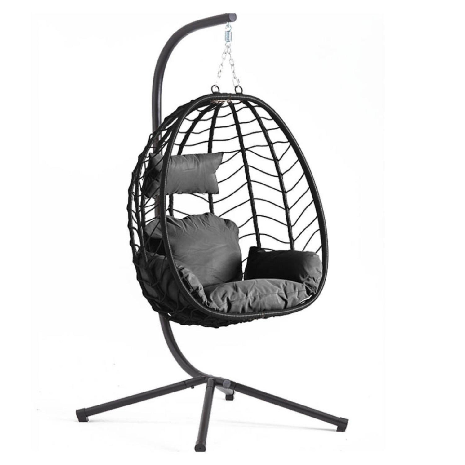 HÄNGESESSEL Lima Schwarz Aus Kunstharz In Rattanoptik - Schwarz, Metall (95/197/95cm) - Concept Usine