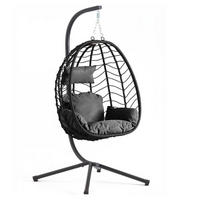 HÄNGESESSEL Lima Schwarz Aus Kunstharz In Rattanoptik - Schwarz, Metall (95/197/95cm) - Concept Usine