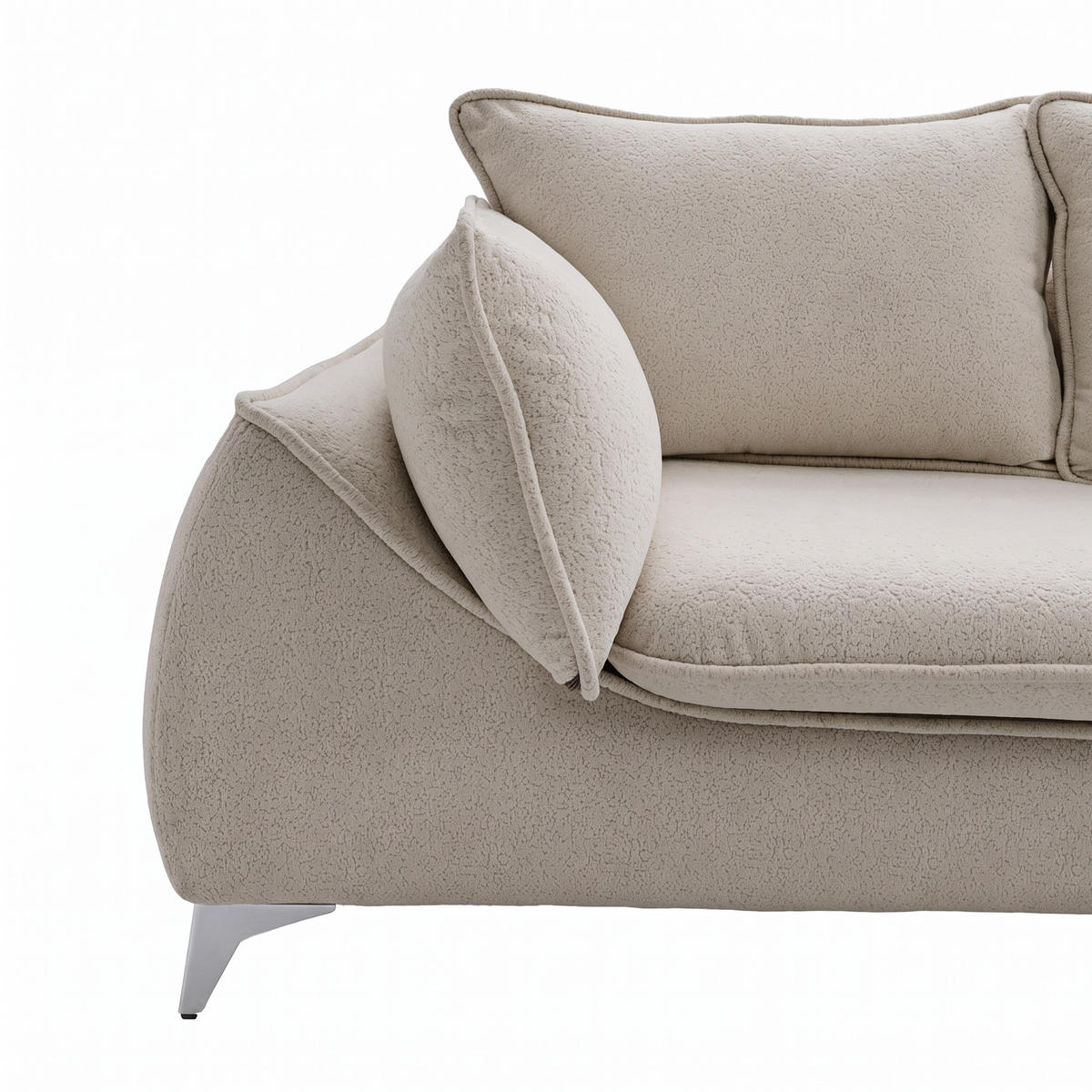 3-SITZER Sofa MELANI 252 cm Velours Beige - Chromfarben/Beige, Holz/Textil (252/90/88cm) - Muffo