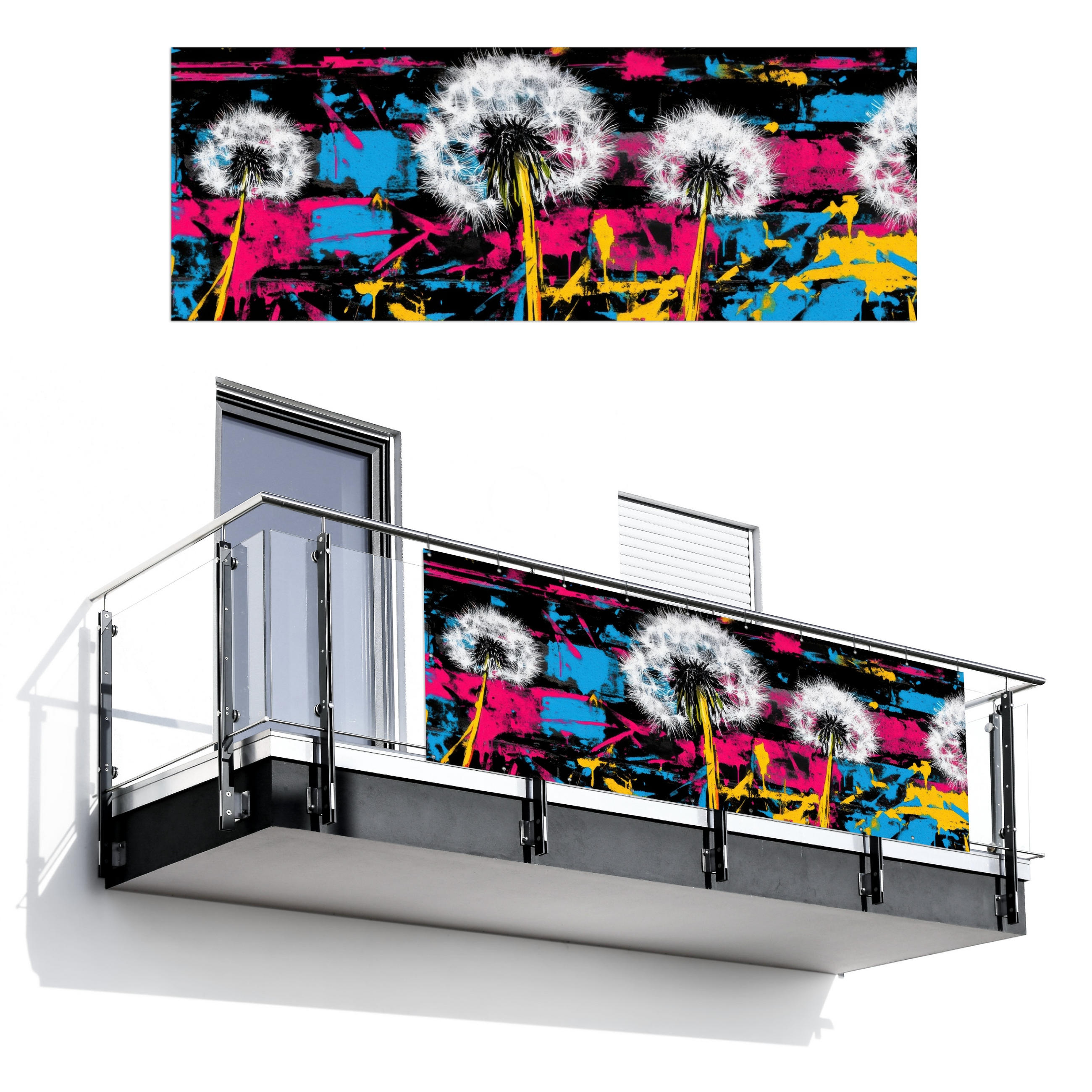 MuchoWow BALKONOVÁ ZÁSTĚNA Street art - Barevné - Nástěnné 300x110 cm