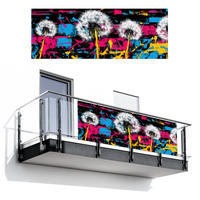 BALKON-SICHTSCHUTZ Straßenkunst - Bunt - Wand - Schwarz, Kunststoff (300/110cm) - MuchoWow