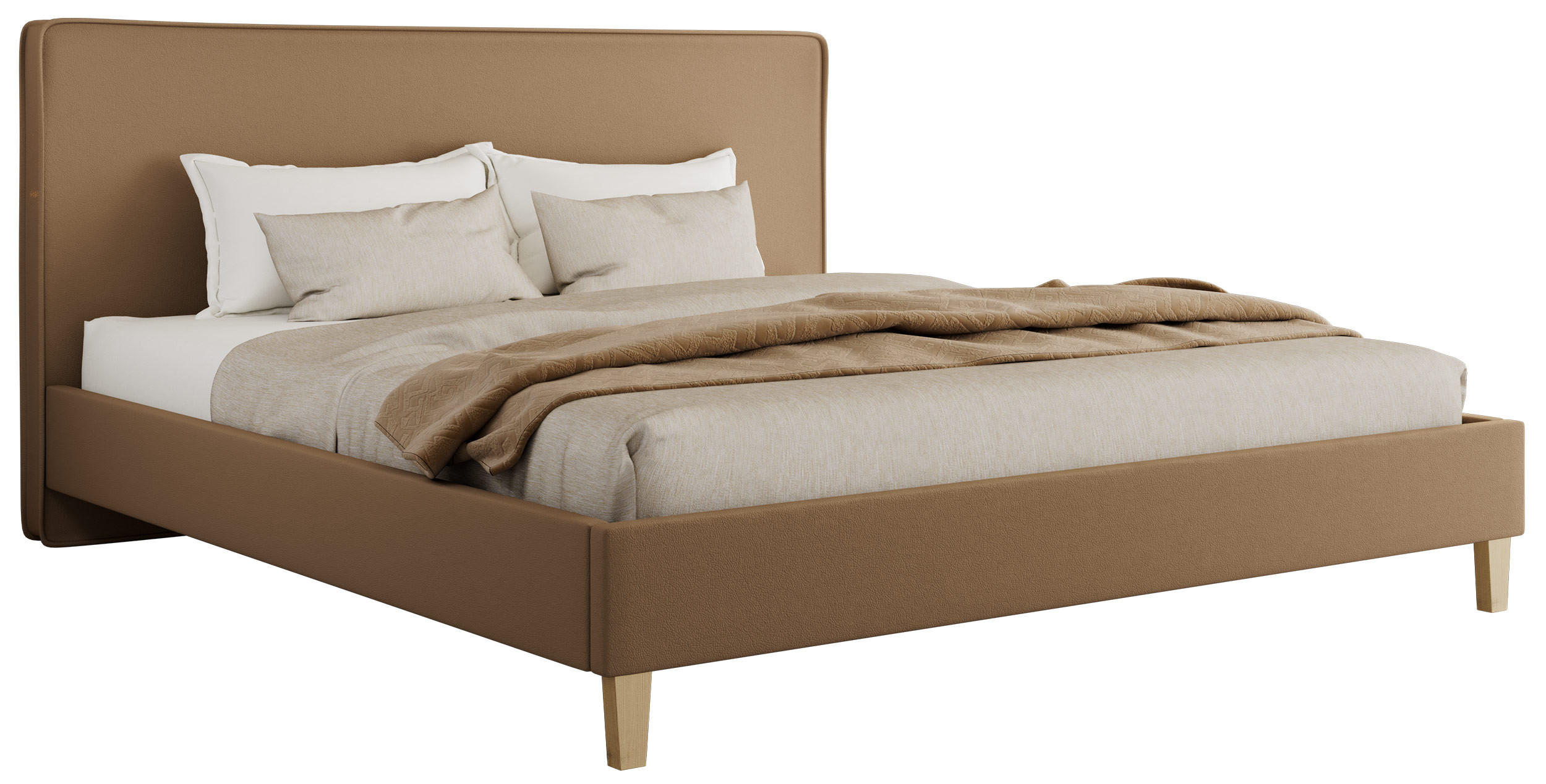 POLSTERBETT LUMARO CLASSIC 140/200 - Braun Kunstleder - Matratze Multipocket - Braun/Kernbuche, Holz/Textil (140/200cm) - MKS