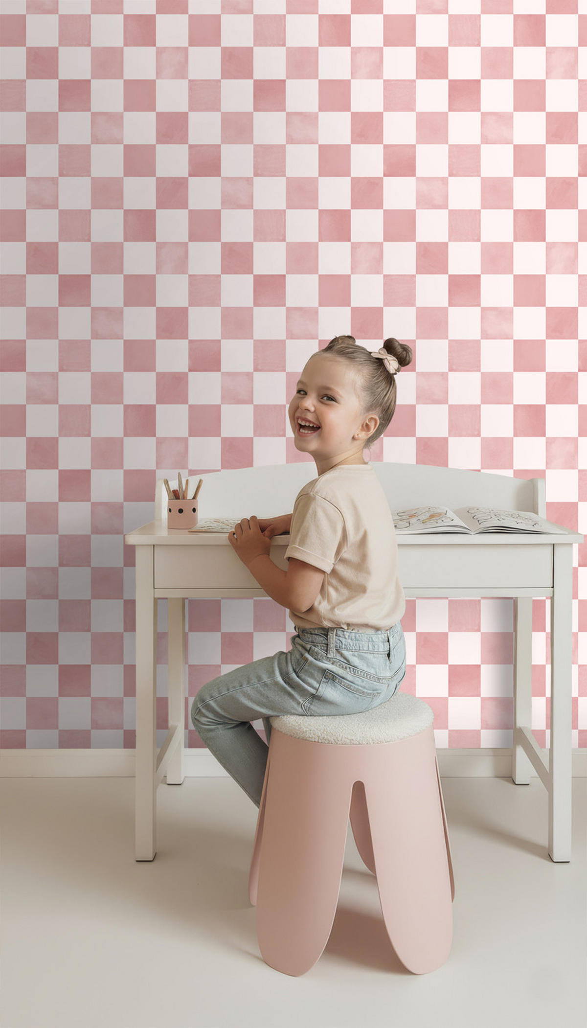 TAPETE Karomuster 50 x 900 cm - Pink, Papier (50/900cm) - ESTAhome