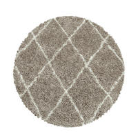 TEPPICH Hochflor Shaggy Geometrisch Polypropylen Wohnzimmer Beige Rund 160x160 - Beige, Textil (160/160cm) - KADIMA DESIGN