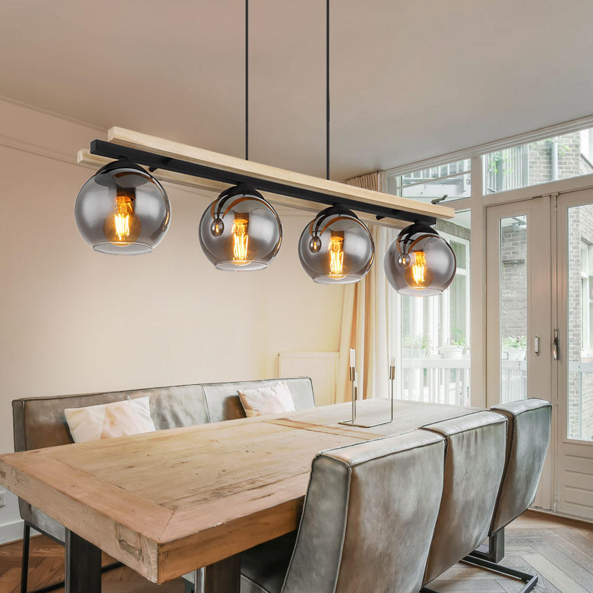 LED HÄNGELEUCHTE CONNI Holz Braun - Braun, Holz (85/15/120cm) - Globo Lighting